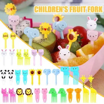 10 шт Каваи коробка фруктов вилки пищевой пластик детское питание для кормления посуда группу шведский стол, десерты вилки сэндвич ручки