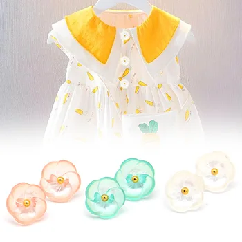 10шт Красочных 3D пуговиц с цветочным хвостовиком для шитья пуговиц для детской одежды, аксессуаров для одежды, прозрачных пуговиц с цветочным узором для одежды