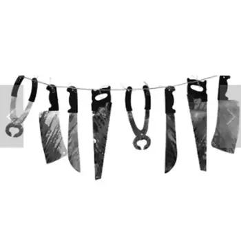 12 шт./лот, гирлянда для ножей длиной 2 м, баннер с инструментами для ножей из ПВХ, Жуткая декоративная гирлянда на Хэллоуин для фестиваля