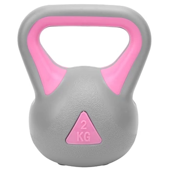 2 кг Двухцветная гиря для фитнеса Силовая тренировка рук Широким хватом Чайник гантель Серый Розовый
