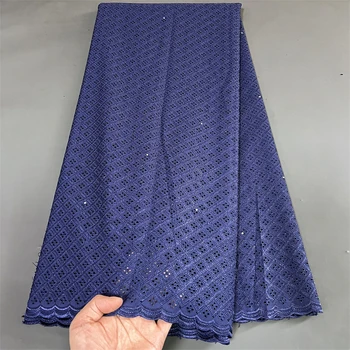 2023 Высококачественная Африканская Нигерийская тюлевая кружевная ткань для шитья Свадебного платья с вышивкой из хлопчатобумажного дамаска 5 ярдов