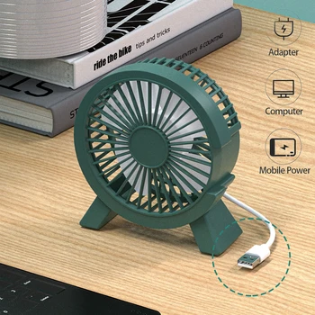4-дюймовый настольный мини-вентилятор с USB-входом Настольный вентилятор Летний беззвучный охладитель воздуха с подключением к ПК для студентов Домашний Офис Школа