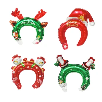 4шт Воздушных шаров для Рождественской вечеринки, Ударная палочка Санта-Клауса, повязка на голову, ободок для волос, Фольгированный шар, с Новым Годом, Рождественские декорации