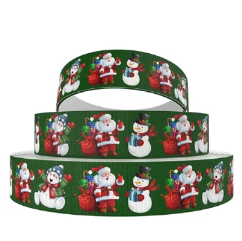 50 Ярдов Санта-Клаус Напечатал Ленту В Крупный Рубчик Для Подарочной Упаковки DIY Bow-knot Crafts Holiday Party Decoration Webbing