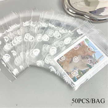 50шт Прозрачный самозаклеивающийся пластиковый пакет в стиле Ins, самоклеящаяся обложка для карточек, Упаковка для конфет, печенья, игрушек, закрывающийся подарочный пакет для вечеринки