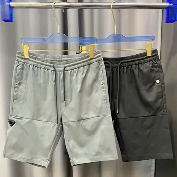 CINESSD Летние тонкие и шелковистые мужские шорты 2023 Модные повседневные пятые брюки Triangle Mark, мужские универсальные средние брюки