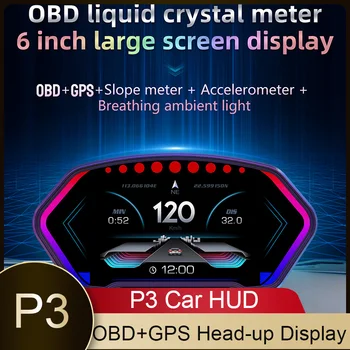 HD P3 Головной Дисплей 36 Функций OBD + GPS Двойная Система HUD Автоматический Измеритель Наклона Акселерометр Дыхание Рассеянный Свет Аксессуары Для Автомобиля