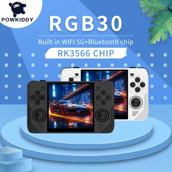 POWKIDDY RGB30 Ретро Карманный 720*720 4-Дюймовый Ips-экран Со Встроенным WIFI RK3566 Портативная Игровая консоль с открытым исходным кодом Детские Подарки