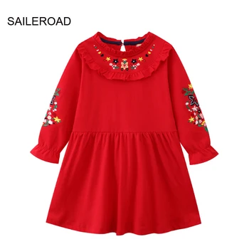 SAILEROAD, Детское платье с длинными рукавами для детей 2-7 лет, осеннее праздничное платье принцессы, Детские платья с мультяшной вышивкой для девочек