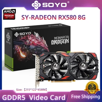 SOYO Оригинальная Видеокарта AMD Radeon RX580 8G GDDR5 Memory Video Gaming Card PCIE3.0x16 DP * 3 для Настольного компьютера AMD Card