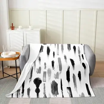 Абстрактное Фланелевое Флисовое Одеяло С Восточным Традиционным Художественным Рисунком, Плюшевое Покрывало, для Дивана, Черный, Белый