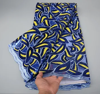 Африканская кружевная ткань 2023 Новейшая Французская тюлевая кружевная ткань в нигерийском стиле с вышивкой пайетками Модная кружевная ткань для вечернего платья