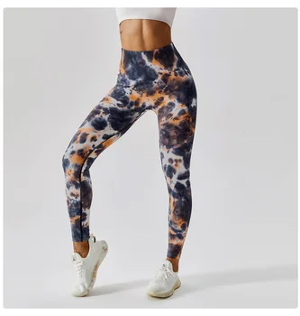Бесшовные штаны для йоги с завязками, женские спортивные леггинсы для бега с высокой талией, леггинсы для фитнеса с подтяжкой бедер, медово-персикового цвета