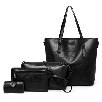 Винтажные кожаные сумки класса люкс, 4 шт./компл., женская сумка-мессенджер, женская сумочка, сумки через плечо из лакированной кожи bolsa feminina