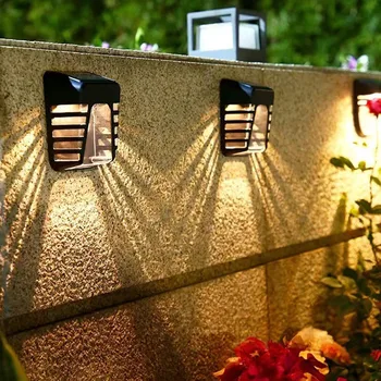Водонепроницаемые наружные солнечные фонари для ограждения с полым ремешком, ландшафтный светильник, декор для освещения, наружный настенный светильник для сада и двора