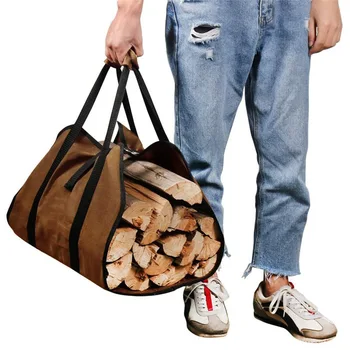 Высококачественная сумка для хранения дров для кемпинга на открытом воздухе, транспортная холщовая сумка-тоут, деревянная переноска, устойчивая к царапинам и пятнам