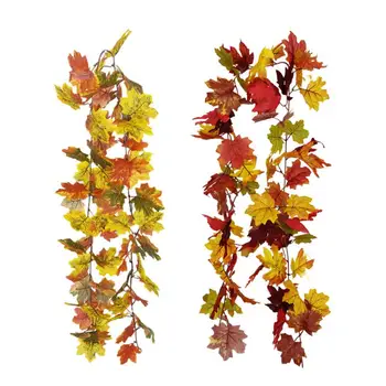 Гирлянда из искусственных кленовых листьев, гирлянда из осенних листьев для украшения 175 см, Осенние висячие лозы из осенних листьев для внутреннего и наружного использования