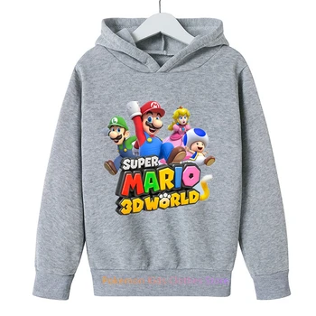Детская одежда Super Mario Bros для детей 4-12 лет, осенний детский свитер с принтом покемонов для девочек, пуловер для мальчиков