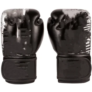 Детские боксерские тренировочные перчатки Hook and Loop - 8 унций. - Черный / белый