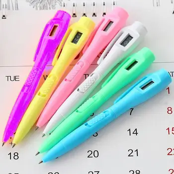 Дизайн зажима для шариковой ручки для электронных цифровых часов 0,5 мм Пластиковые Тестовые часы Шариковая ручка для письма Канцелярские школьные принадлежности