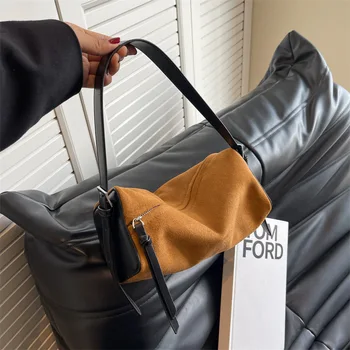 Женская винтажная сумка через плечо, роскошная дизайнерская сумка через плечо, мини-квадратная сумка из искусственной кожи, минималистичный стиль, Мягкая Классическая сумка подмышками