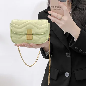 Женская сумка Xiaoxiangfeng Lingge на металлической цепочке с одним плечом, через плечо, подмышкой, 2023, новый дизайн Для небольшой толпы