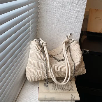 Женская сумка большой емкости AFKOMST - Модный и уникальный плиссированный дизайн, сумка на одно плечо для поездок на работу, Сумка-тоут