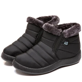Женские ботинки, водонепроницаемые ботильоны на низком каблуке, Зимние ботинки, Модная черная зимняя обувь, женские зимние ботинки Mujer
