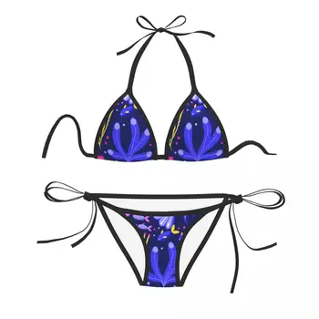 Женский сексуальный комплект бикини, бюстгальтер Пуш-ап, стринги на бретелях, Бразильский купальник, пляжная одежда для купания, разноцветный коралловый цвет