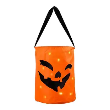 Зажгите тыквенную сумку для Хэллоуина, тыквенное ведерко для конфет, сумки для подарков, зажгите сумки для вечеринок с подарками, портативную тыквенную сумку для детей