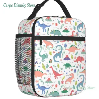 Изолированная сумка для ланча с мультяшным принтом динозавра для женщин, Герметичный термоохладитель, коробка для бенто для детей, школьников