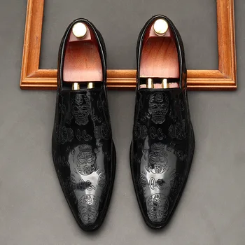 Итальянские Официальные Мужские Лоферы, Черные Коричневые Элегантные Мужские Модельные Туфли Без Застежки, Офисные Свадебные Мужские Повседневные туфли Из Натуральной Кожи
