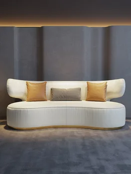 Итальянский минималистичный и роскошный кожаный диван, скандинавский изогнутый диван, гостиная малого и среднего размера, бытовая техника