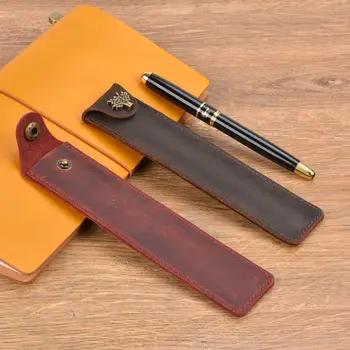 Кожаный держатель для перьевой ручки, цветной держатель для карандашей, шариковая ручка ручной работы.