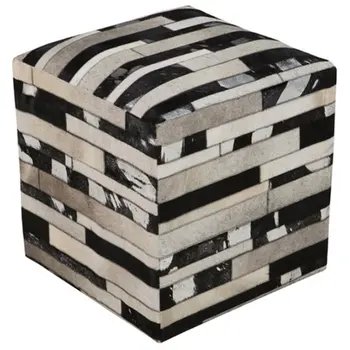 Кожаный пуф темно-серого цвета Cube