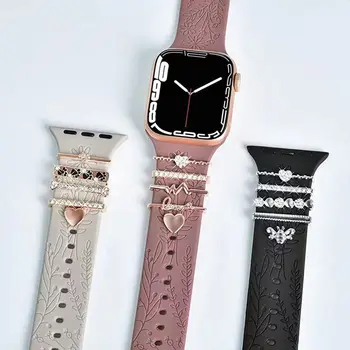 Кольцо для украшения ремешка для часов в новейшем стиле для Apple, блестящий бриллиантовый орнамент для браслета iwatch, силиконовый ремешок, ювелирные аксессуары