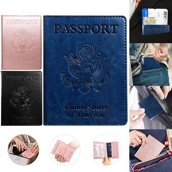 Комбинированный держатель для паспорта и вакцинной карты Бумажник для паспорта из искусственной кожи с отделением для вакцинной карты Чехол для паспорта для путешествий Протектор для паспорта