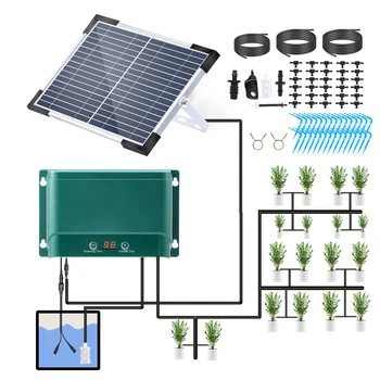 Комплект автоматического капельного орошения на солнечной батарее 7 временных режимов 30 режимов полива для садовых грядок, газонных растений во внутреннем дворике, тепличных цветов