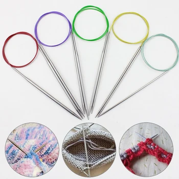 Круглые спицы из нержавеющей стали 2-6 мм, красочные иглы для вязания крючком, Булавки, инструменты для вязания крючком 
