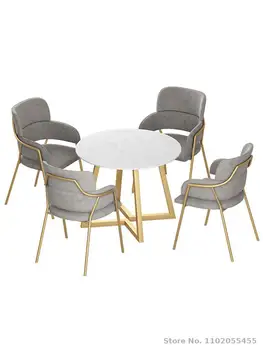Легкий роскошный обеденный стул домашняя простая комбинация обеденного стола и стула чистый красный стул для ресторана отеля с железной спинкой маникюр