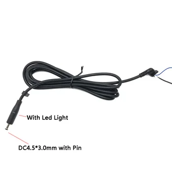 Медный штекер постоянного тока мощностью 130 Вт, соединительный шнур, кабель для адаптера зарядного устройства для ноутбука Dell HP, черный штырь 4,5 * 3,0 мм со светодиодной подсветкой 1,8 м