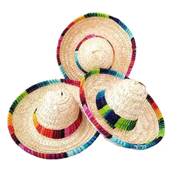 Мексиканская шляпа из натуральной соломы, мини-Сомбреро, украшение для детского душа, Дня Рождения, Детского Карнавала, свадебных принадлежностей для вечеринок