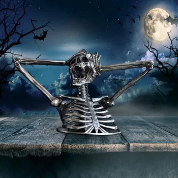 Металлические страшные сумасшедшие скелеты для Хэллоуина, настольные украшения для рукоделия, реалистичные украшения в виде черепа на Хэллоуин для газона во дворе.