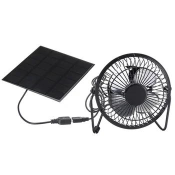 Мини-вентилятор с питанием от солнечной панели Портативный 5 Вт 4-дюймовый Парниковый Солнечный вытяжной вентилятор для офиса на открытом воздухе
