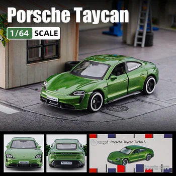 Миниатюрная модель автомобиля Porsche Taycan из сплава Bburago в масштабе 1: 64, Отлитая под давлением копия автомобиля, коллекционная игрушка для подарков мальчикам