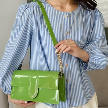 Модная женская сумка через плечо из ПВХ, летняя маленькая сумка с цепочками 2023, повседневная сумка через плечо для дам, женские сумки для телефонов с клапаном