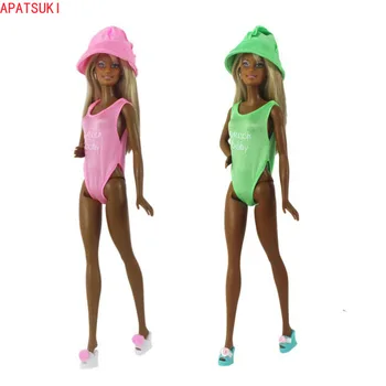 Модные купальники, одежда для куклы Барби, красочный купальник и широкополая шляпа для кукол Barbie 1/6, аксессуары для кукол BJD, детские игрушки