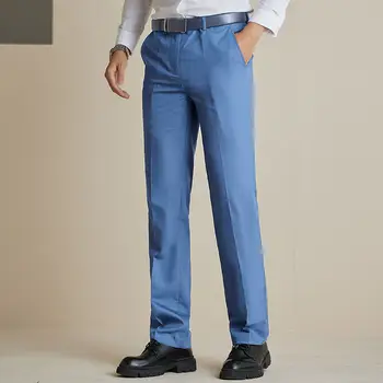 Мужская весенне-осенняя мода 2022, деловые Повседневные Длинные брюки, костюмные брюки, Мужские Эластичные Прямые Официальные брюки, Плюс Размер Z41