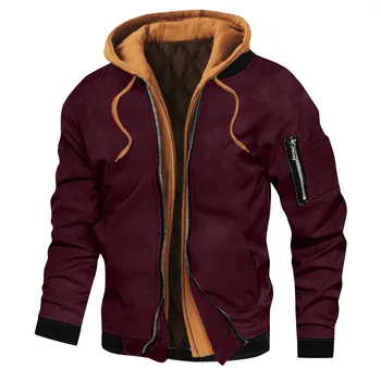 Мужская осенне-зимняя теплая куртка с капюшоном и принтом с длинным рукавом для бега в стиле пэчворк мужское пальто зимний Базовый пуловер Топ