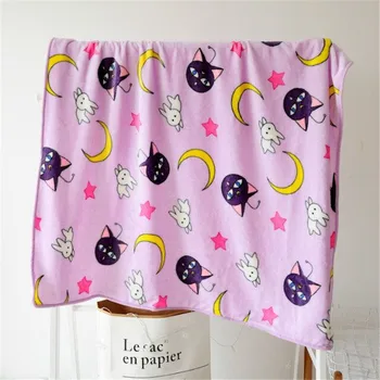 Мультяшная Сейлор Мун Луна Кэт, Мягкое Воздушное одеяло, коврик, наволочка, фиолетовый креатив для детей, подарок для косплея для девочек